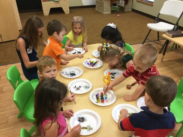 kids in preschool during speech therapy